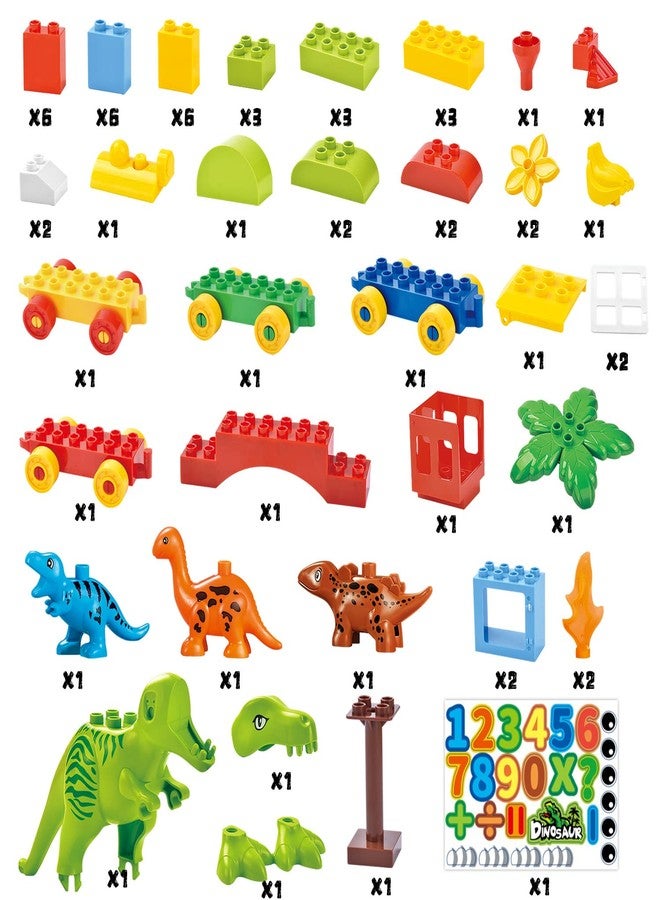 VConejo Dinosaur Building Blocks Toys,Jurassic Theme Building Blocks,With A Counting Train,A Big T-rex,and Three Dinosaurs,Compatible With All Major Brands, Gift For Kids Toddlers Boys Girls Age 3,4,5,6,7,8+ - Image 3
